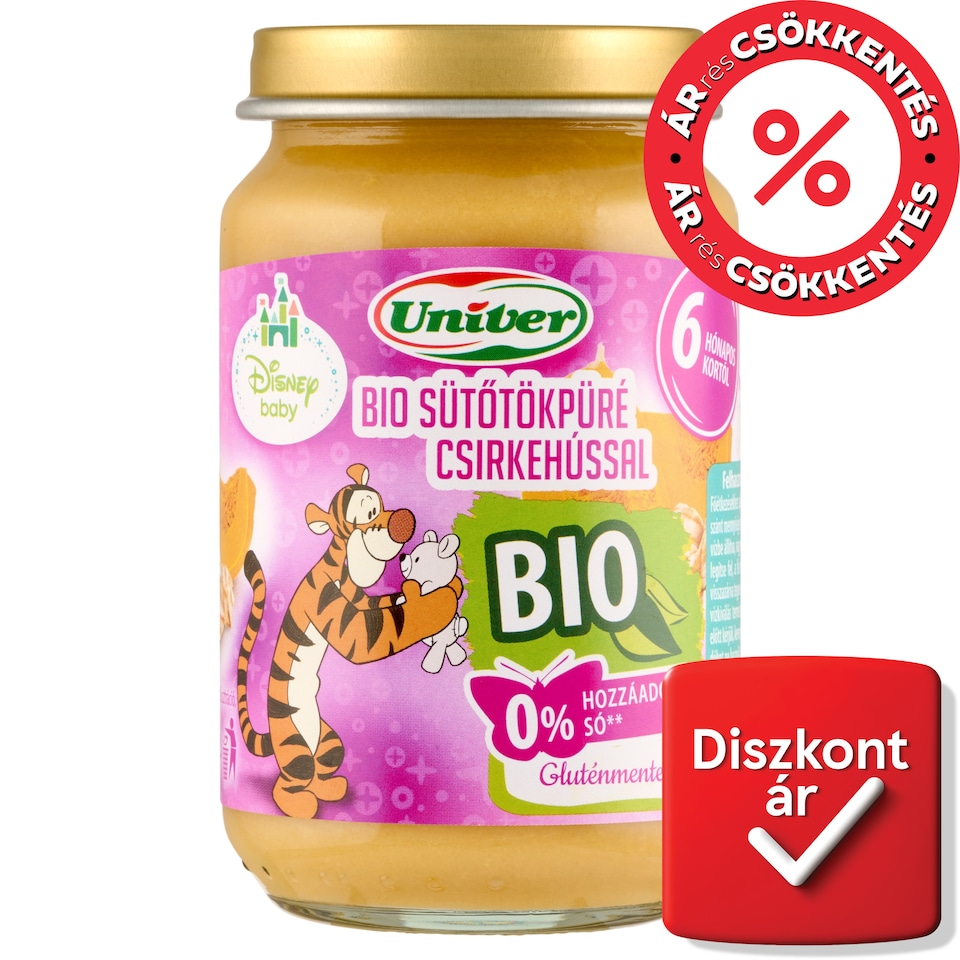 Univer Disney Baby bio sütőtökpüré csirkehússal bébiétel 6 hónapos kortól 163 g  1. kép