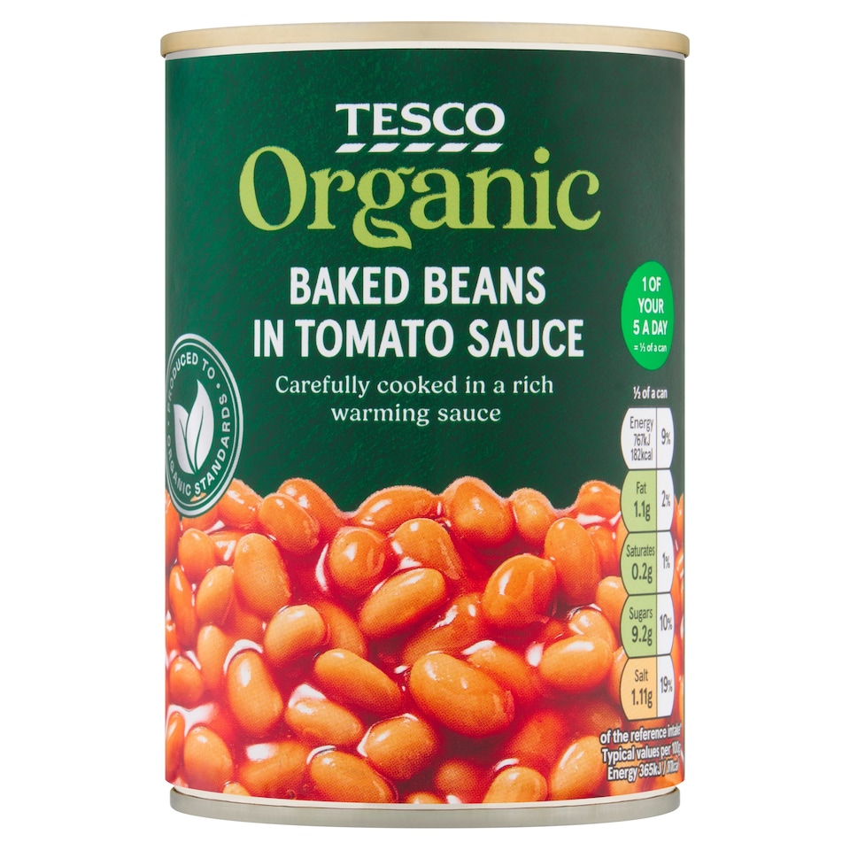 Tesco Organic Baked Beans In Tomato Sauce 420G