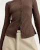 image 1 of F&F Cotton Rich Ribbed Button Up Cardigan in Brown