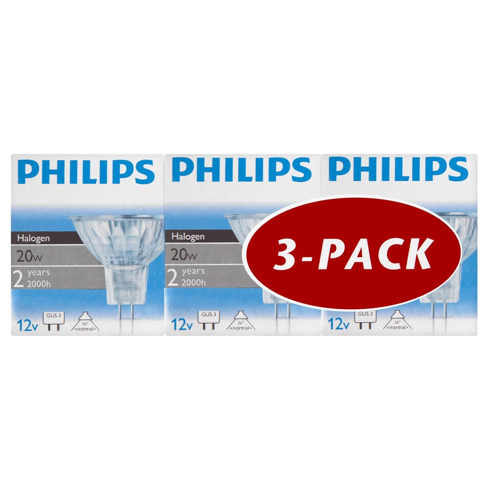 Philips Halo 2Y 20W Gu5.3 12V 36D 3 Pack