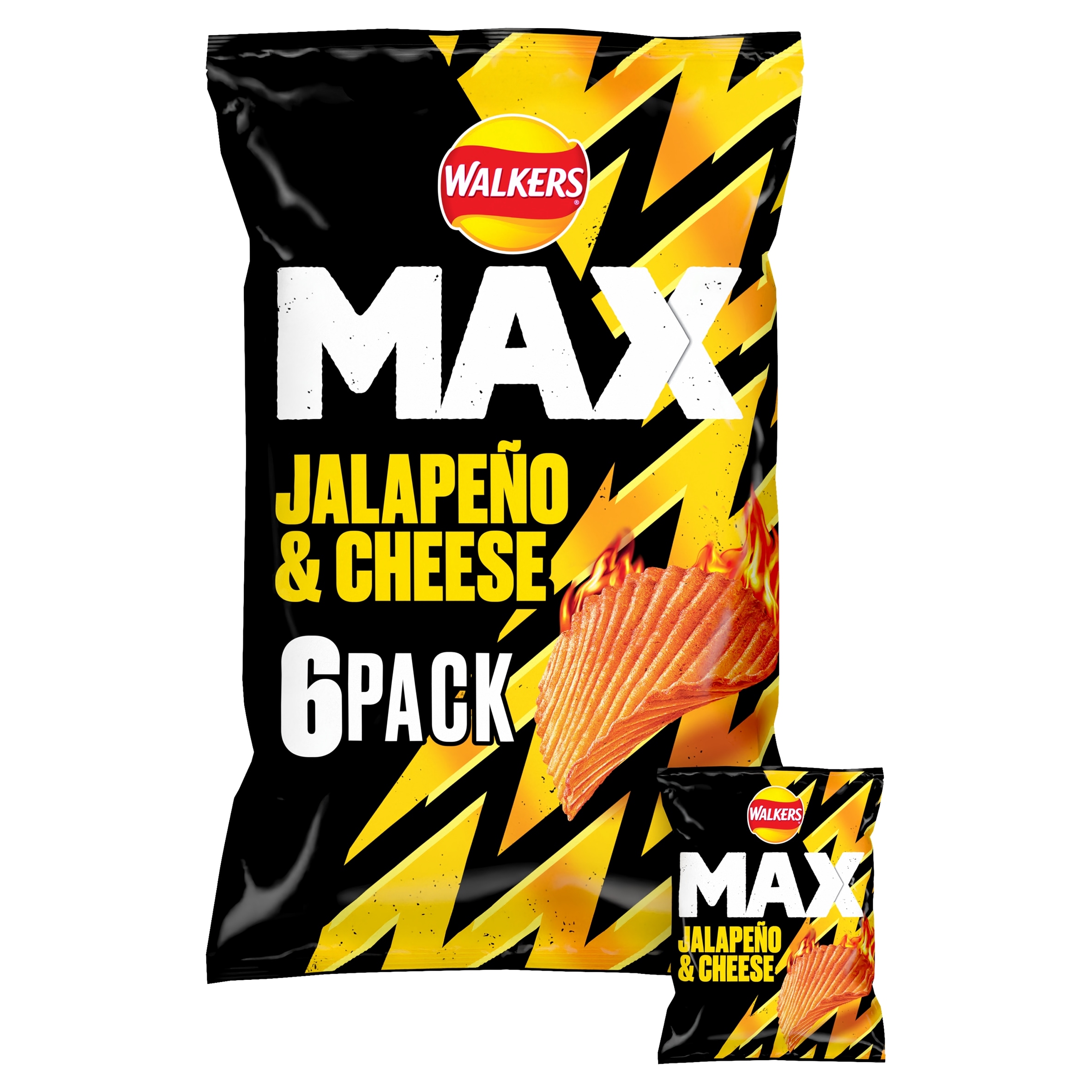 Walkers Max Jalapeno & Cheese Potato Crisps 6 x 27g