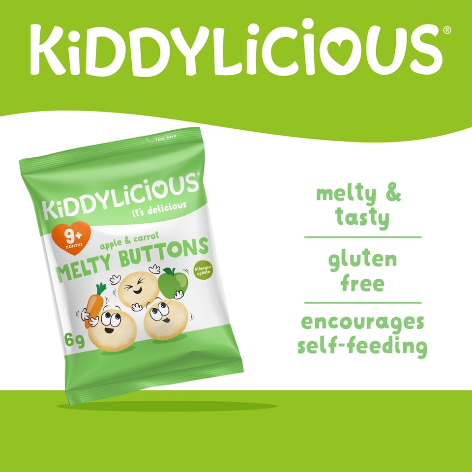 image 1 of Kiddylicious Apple & Carrot Melty Buttons 5x6g