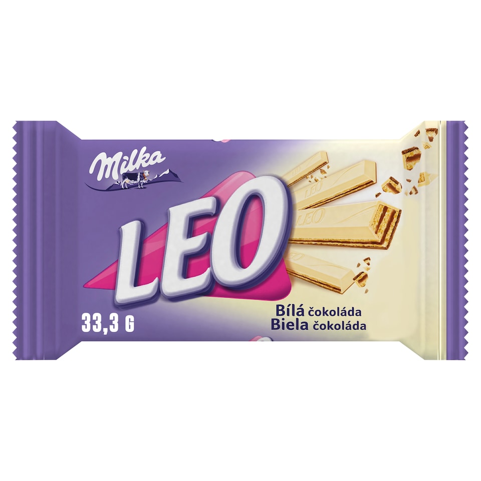 Milka tyčinka Leo s oplatkami v bílé čokoládě 33,3g
