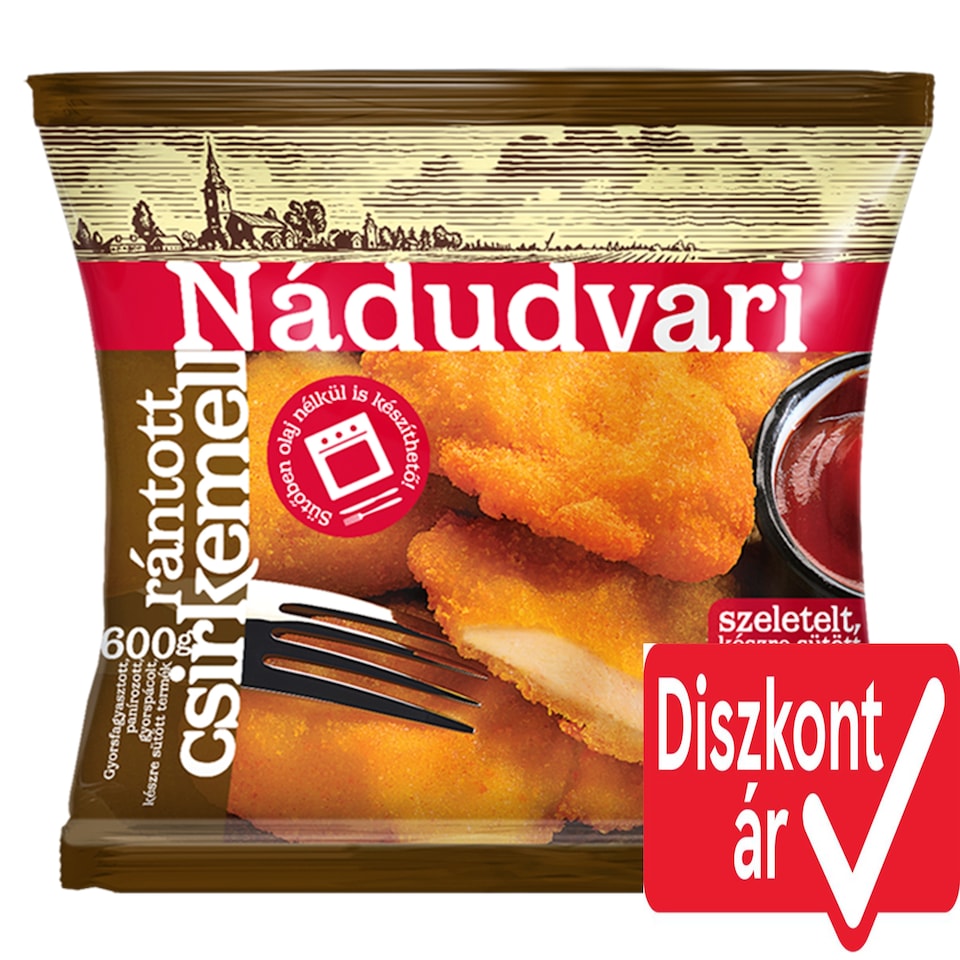 Nádudvari gyorsfagyasztott szeletelt, készre sütött rántott csirkemell 600 g