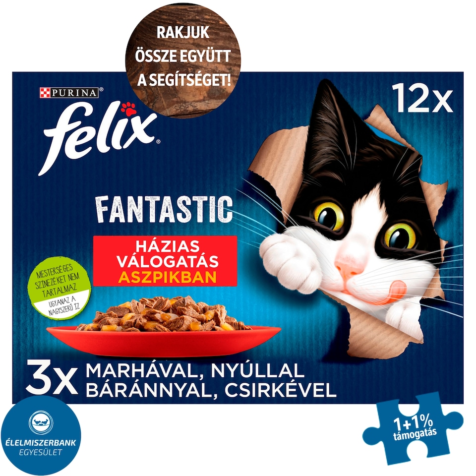 Purina Felix Fantastic házias válogatás aszpikban nedves macskaeledel 12 x 85 g (1,02 kg)