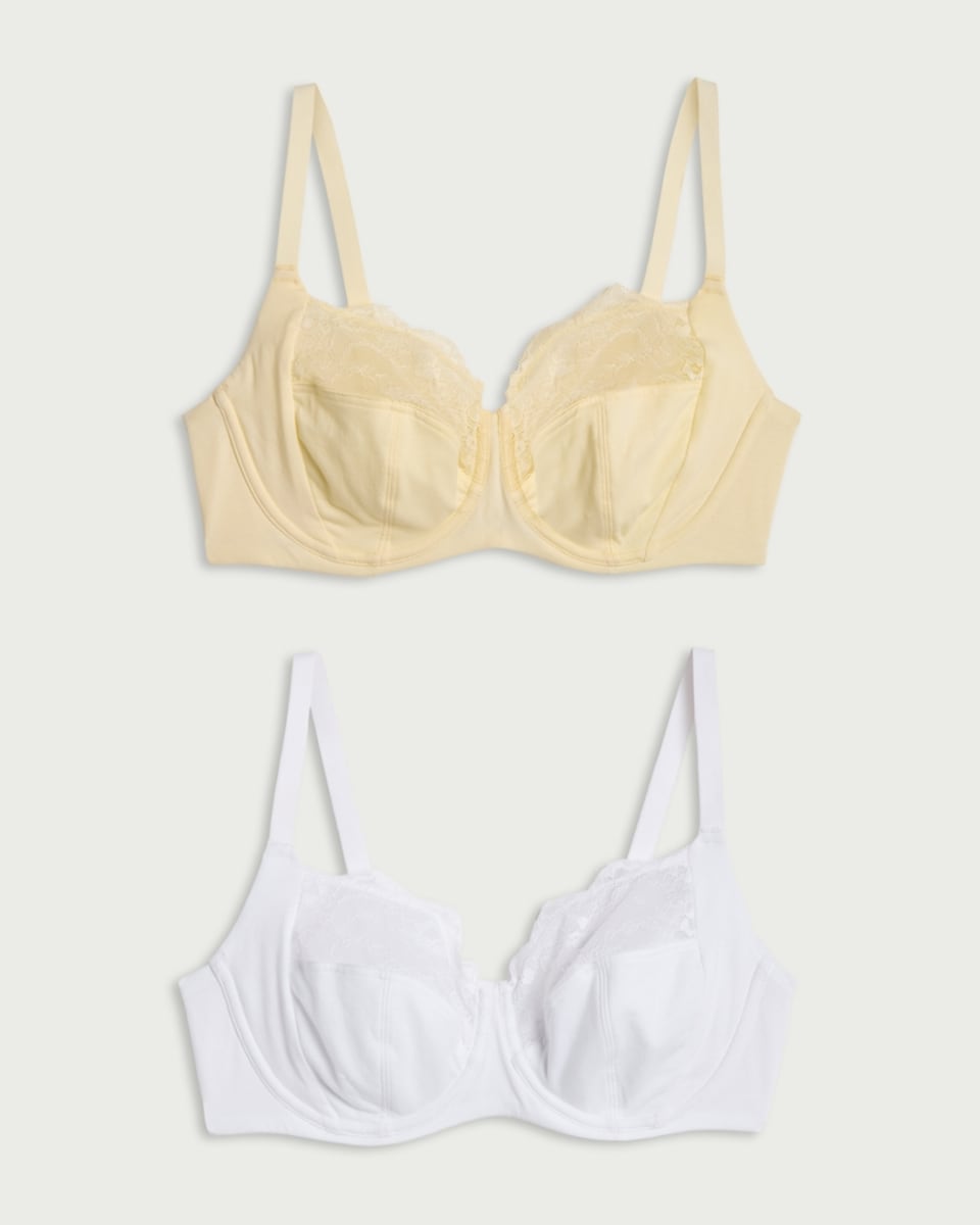 image 1 of F&F 2-Pack Fuller Bust Lace Trim Wired Bras in Multi