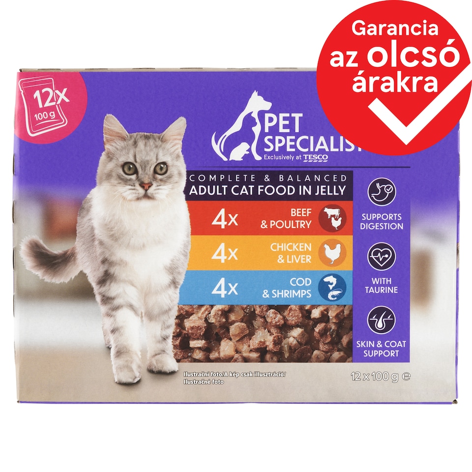 Pet Specialist teljes értékű állateledel felnőtt macskák számára falatok aszpikban 12 x 100 g