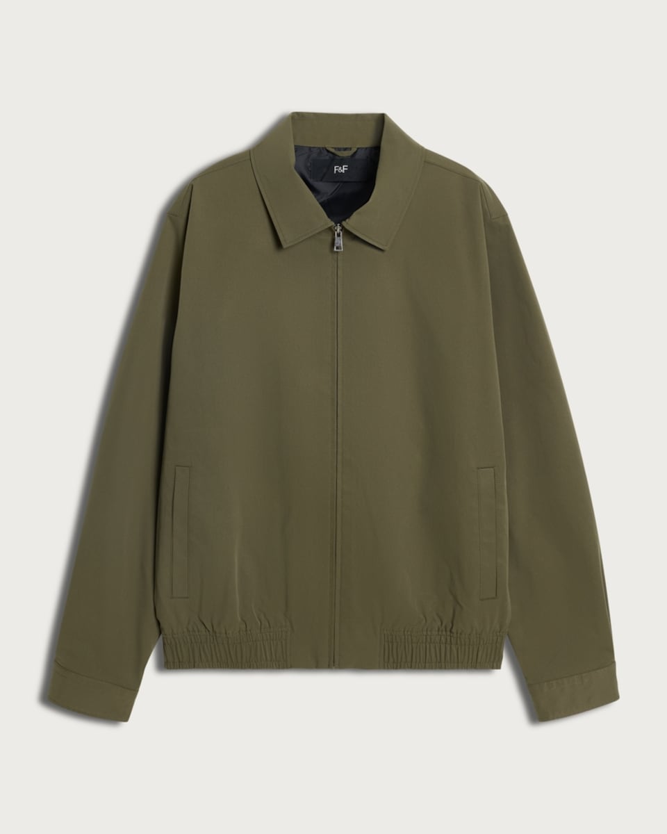 image 1 of F&F Collared Zip Up Jacket in Khaki