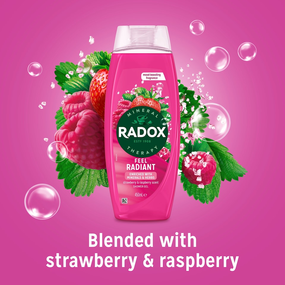 image 1 of Radox Feel Radiant Strawberry & Raspberry Shower Gel 450ml