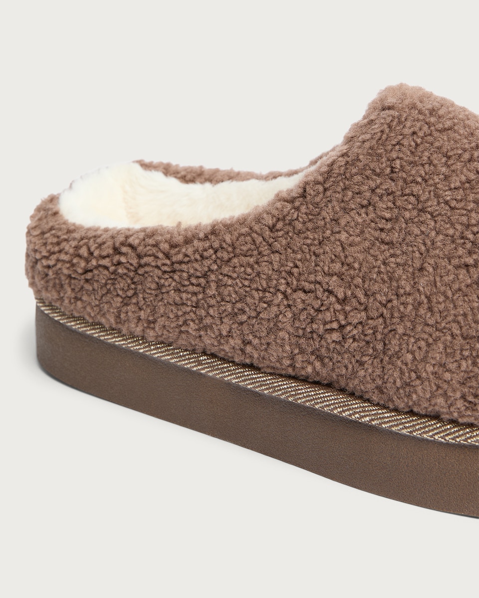image 1 of F&F Textured Slip On Slippers in Brown