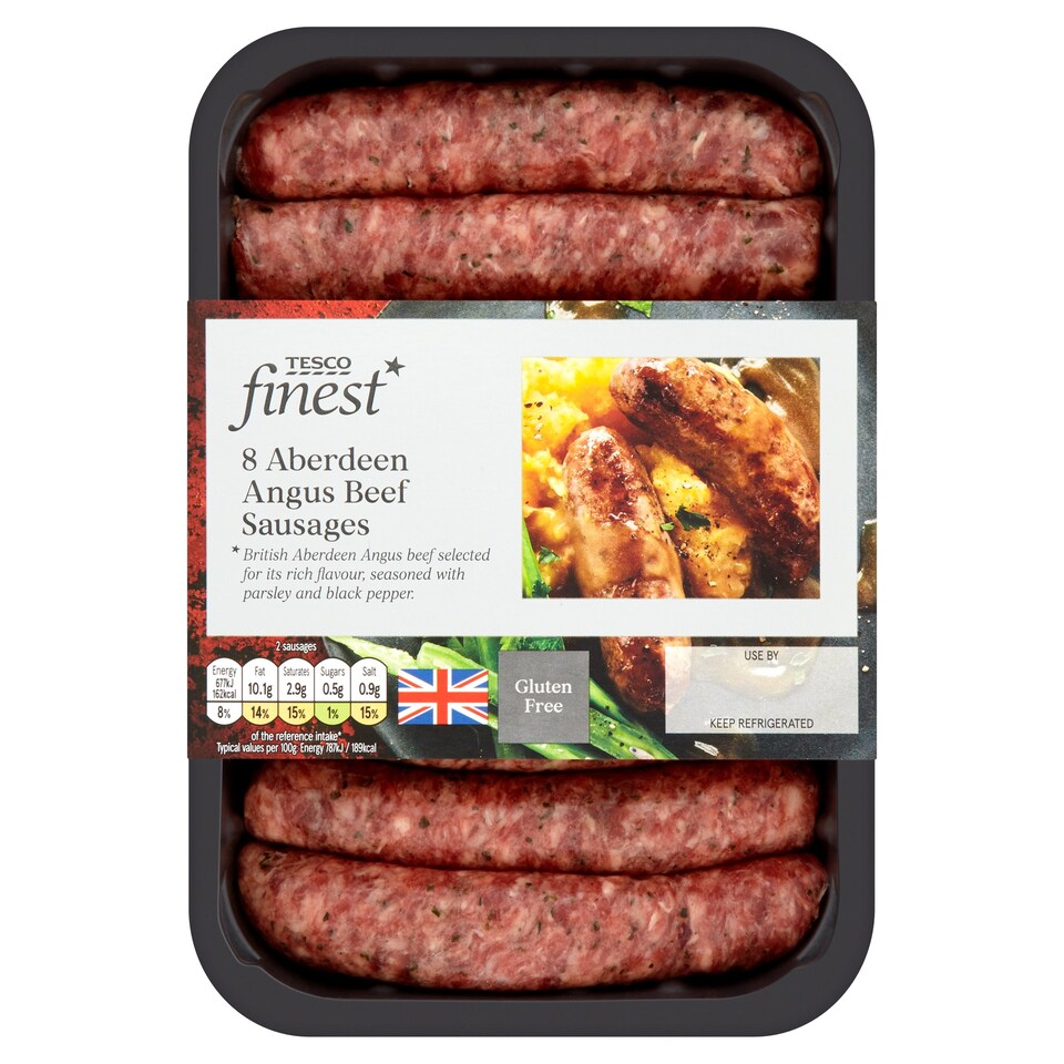Tesco Finest 8 Angus Beef Sausages 400G