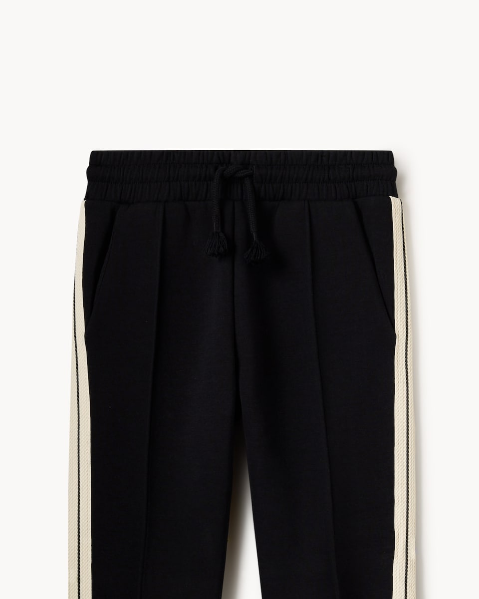 image 1 of F&F Boys Cotton Rich Striped Joggers in Black