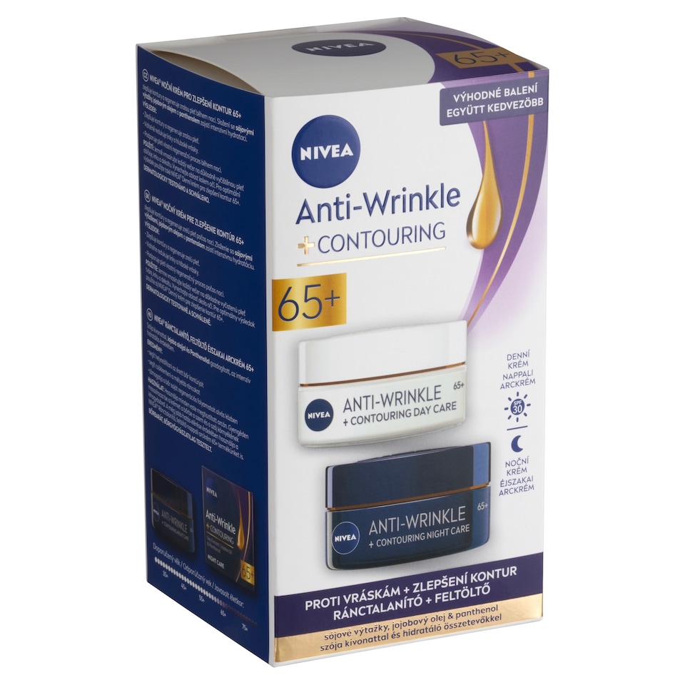 image 1 of NIVEA Anti-Wrinkle+Contouring 65+ Day Care Face Cream + Night Care Face Cream