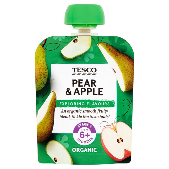 Tesco Pear & Apple Pouch 70G Tesco Groceries