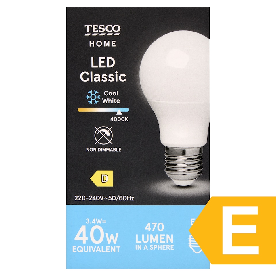 image 1 of Tesco Home LED Classic 3.4W E27 Cool White