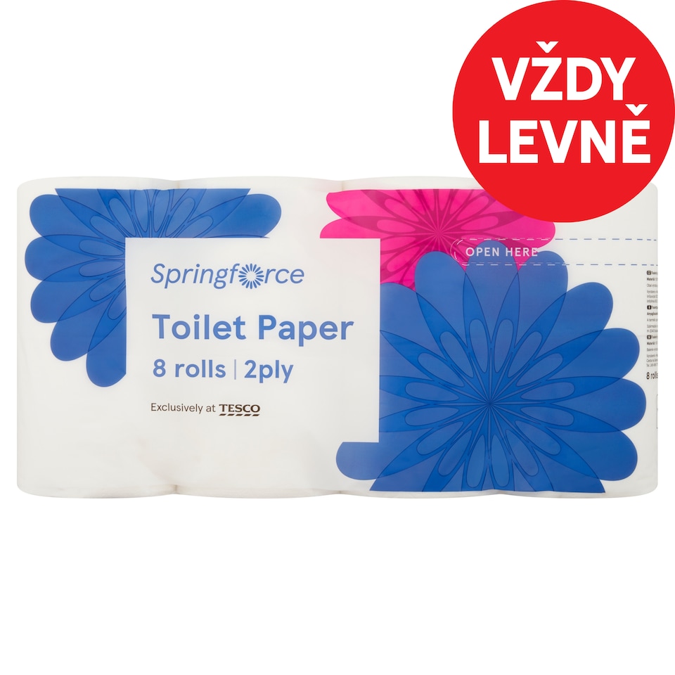 Springforce Toilet Paper 2 Ply 8 Rolls