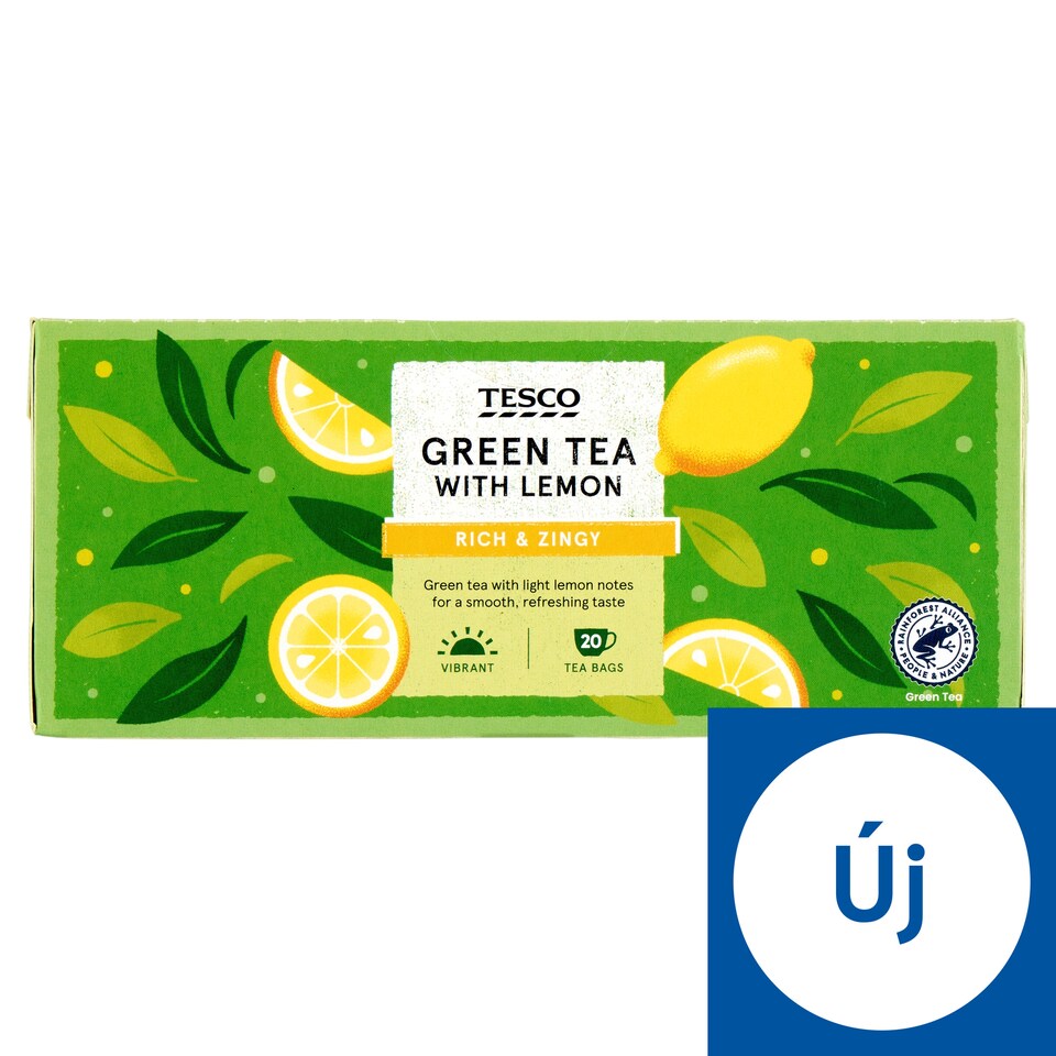 Tesco aromatizált filteres citromízű zöld tea 20 filter 35 g