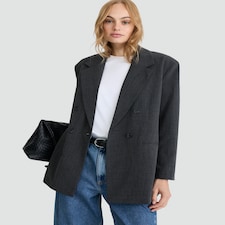 F&F Double Breasted Oversized Blazer in Grey