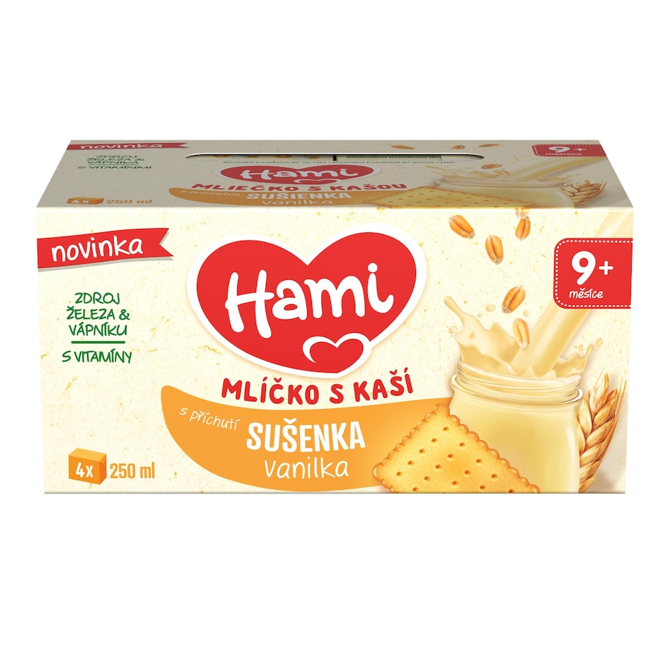 obrázok 1 z HAMI Mliečko s kašou s príchuťou sušienka vanilka 4x250 ml