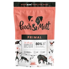 Pooch and Mutt Primal Complete Dry Dog Food 80% Wild boar lamb chicken & duck 1.5kg