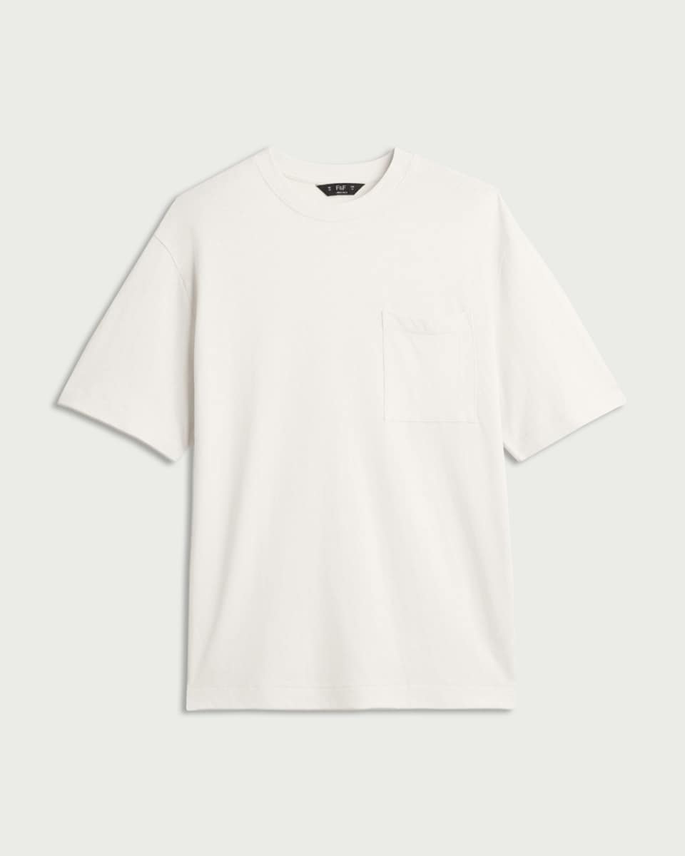 image 1 of F&F Edit Linen Rich Crew Neck T-Shirt in Cream