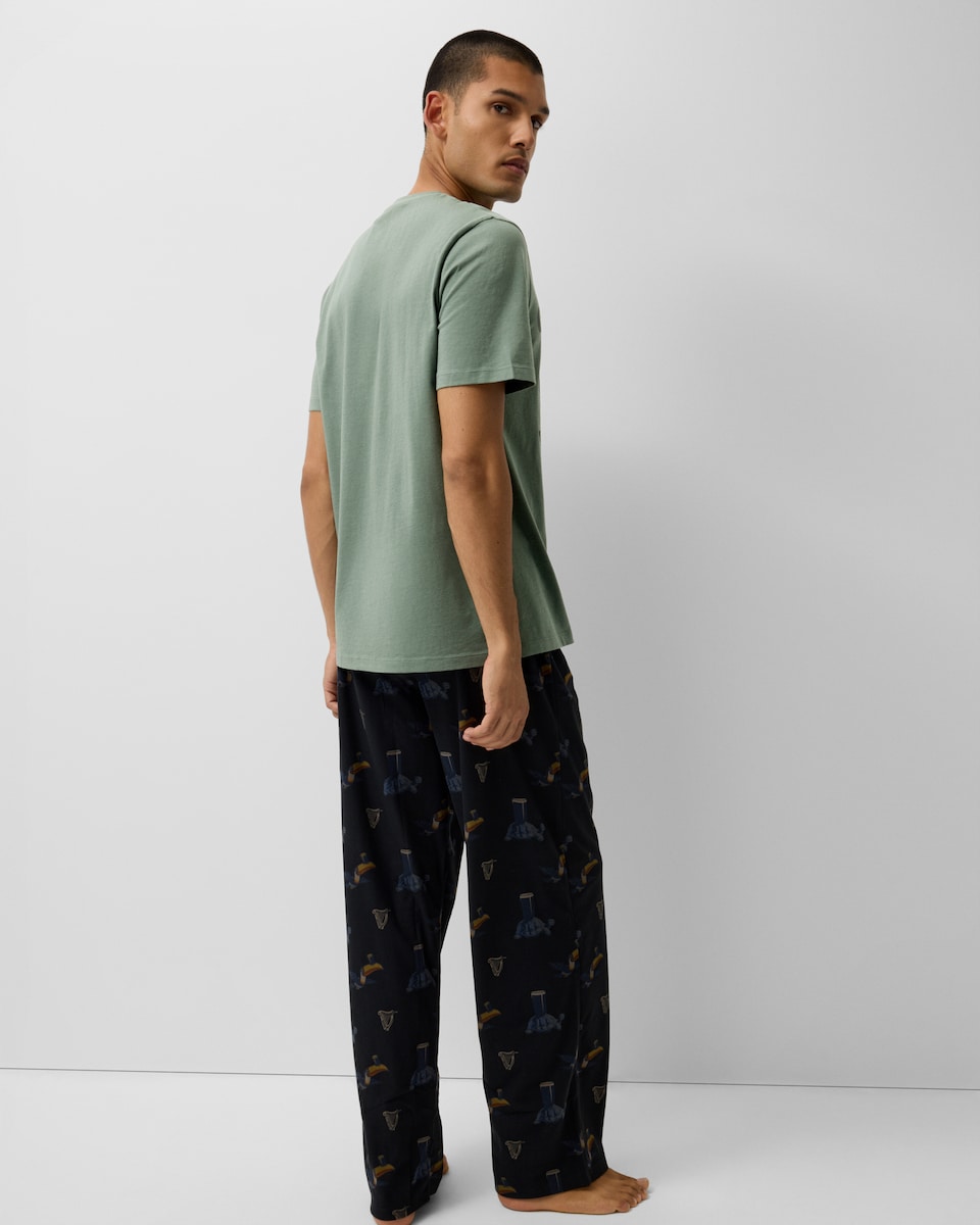 image 1 of Guinness Fleece Bottoms Pyjama Set in Black