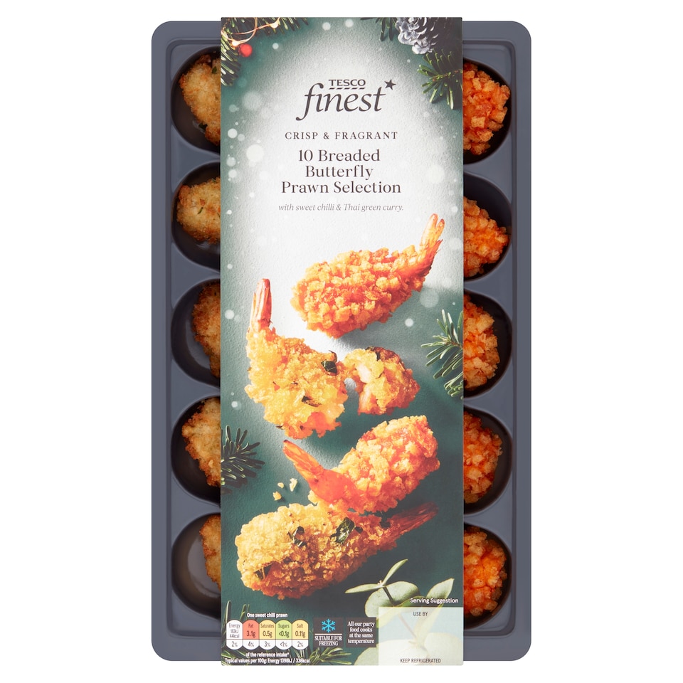 Tesco Finest 10 Brded Butterfly Prawn Selection 160G