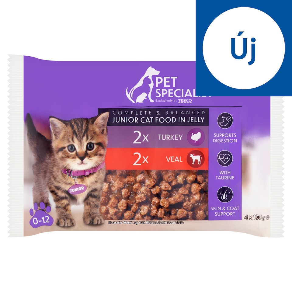 Pet Specialist teljes értékű állateledel kölyök macskák számára falatok aszpikban 4 x 100 g
