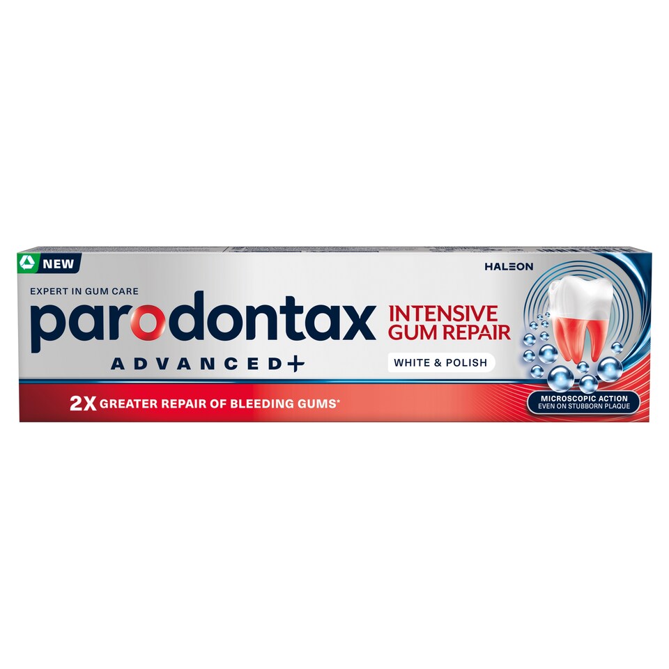 Obrázek 1 pro produkt Parodontax Advanced+ Intensive Gum Repair White & Polish zubní pasta s fluoridem 75ml