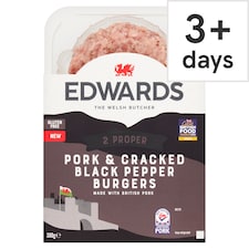 Edwards 2 Pork & Cracked Black Pepper Burgers 300G