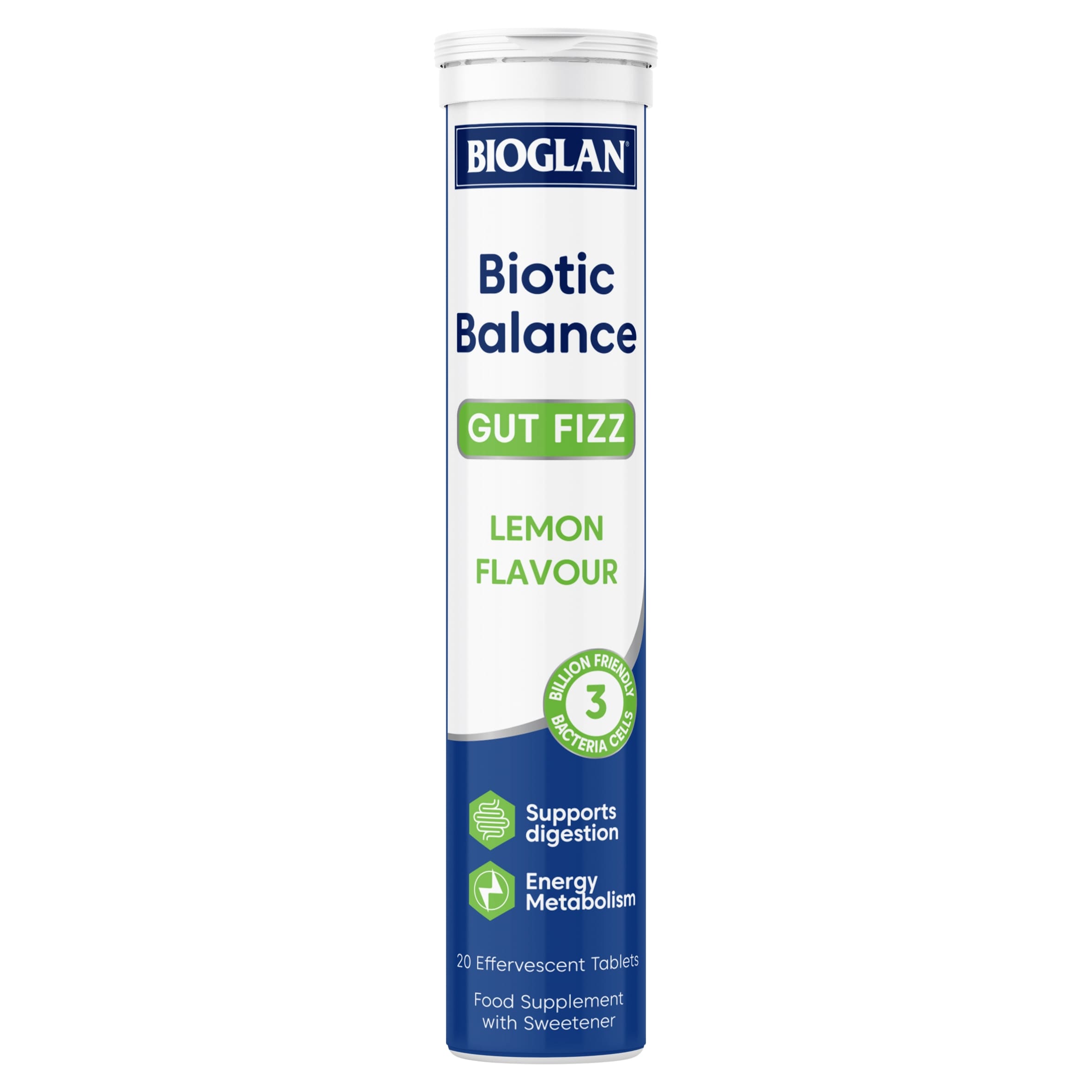 Bioglan Biotic Balance Gut Fizz Effervescent lemon flavour 20 Tablets