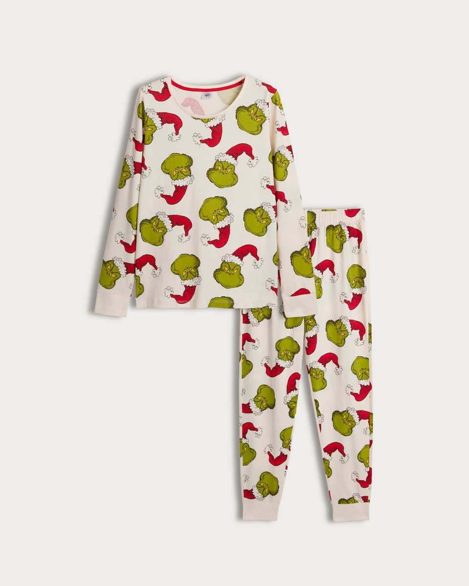 image 1 of The Grinch Matching Family Christmas Pyjamas in Stone