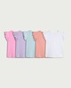 image 1 of F&F Girls 5-Pack Pure Cotton Broderie Trim Tops in Multi Pink