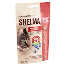 Shelma Cat Snack Pillows with Beef, Blueberry Grain Free Complementary Cat Food 60 g