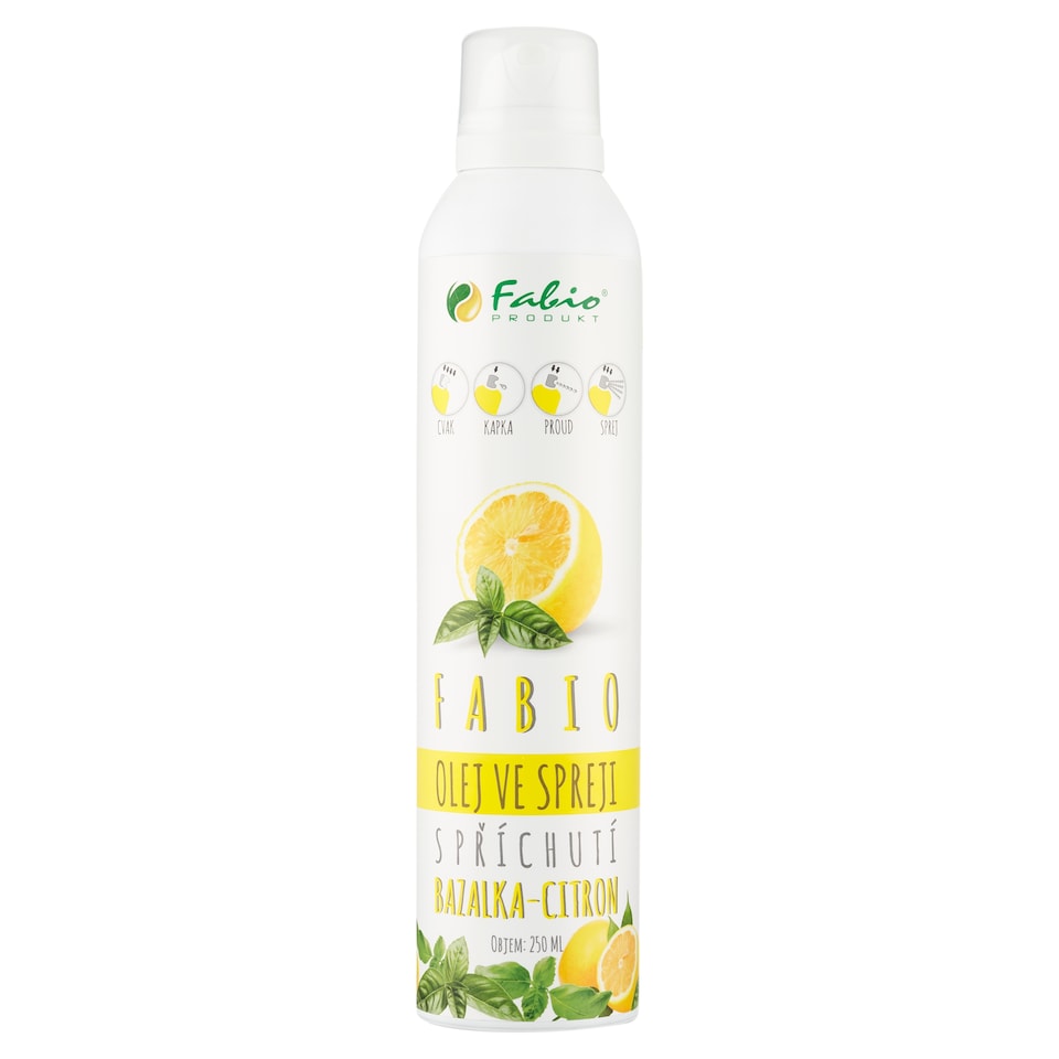 Obrázek 1 pro produkt Fabio Produkt Fabio olej ve spreji s příchutí bazalka - citron 250ml