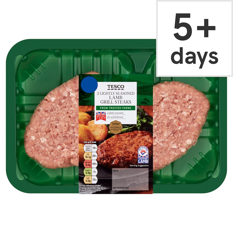 Tesco 2 Lightly Seasoned Lamb Grill Steaks 300G