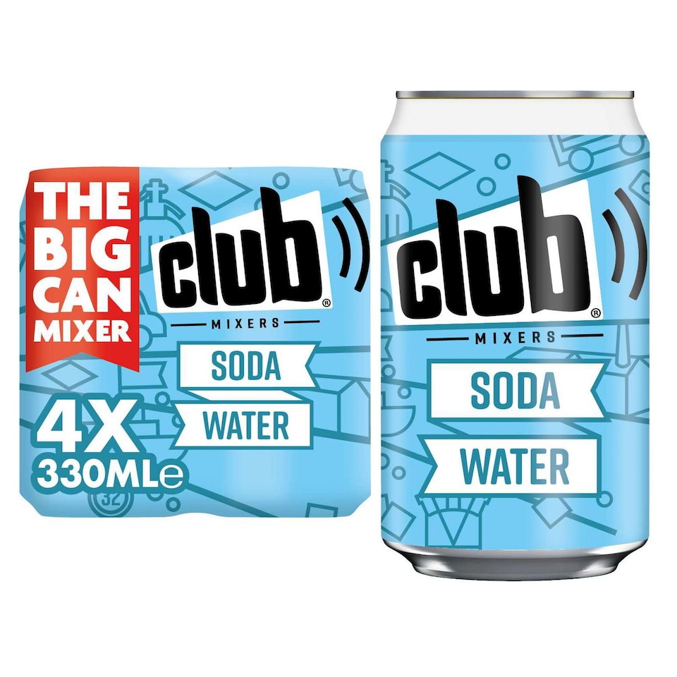 Club Mixers Soda Water Cans 4 x 330ml