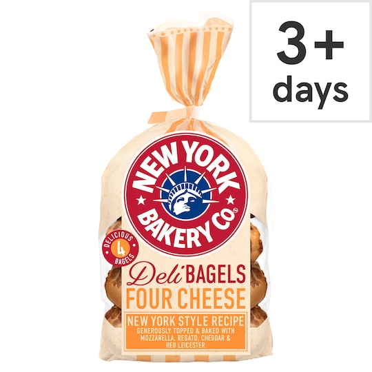 New York Bakery Four Cheese Deli Bagels 4 Pack
