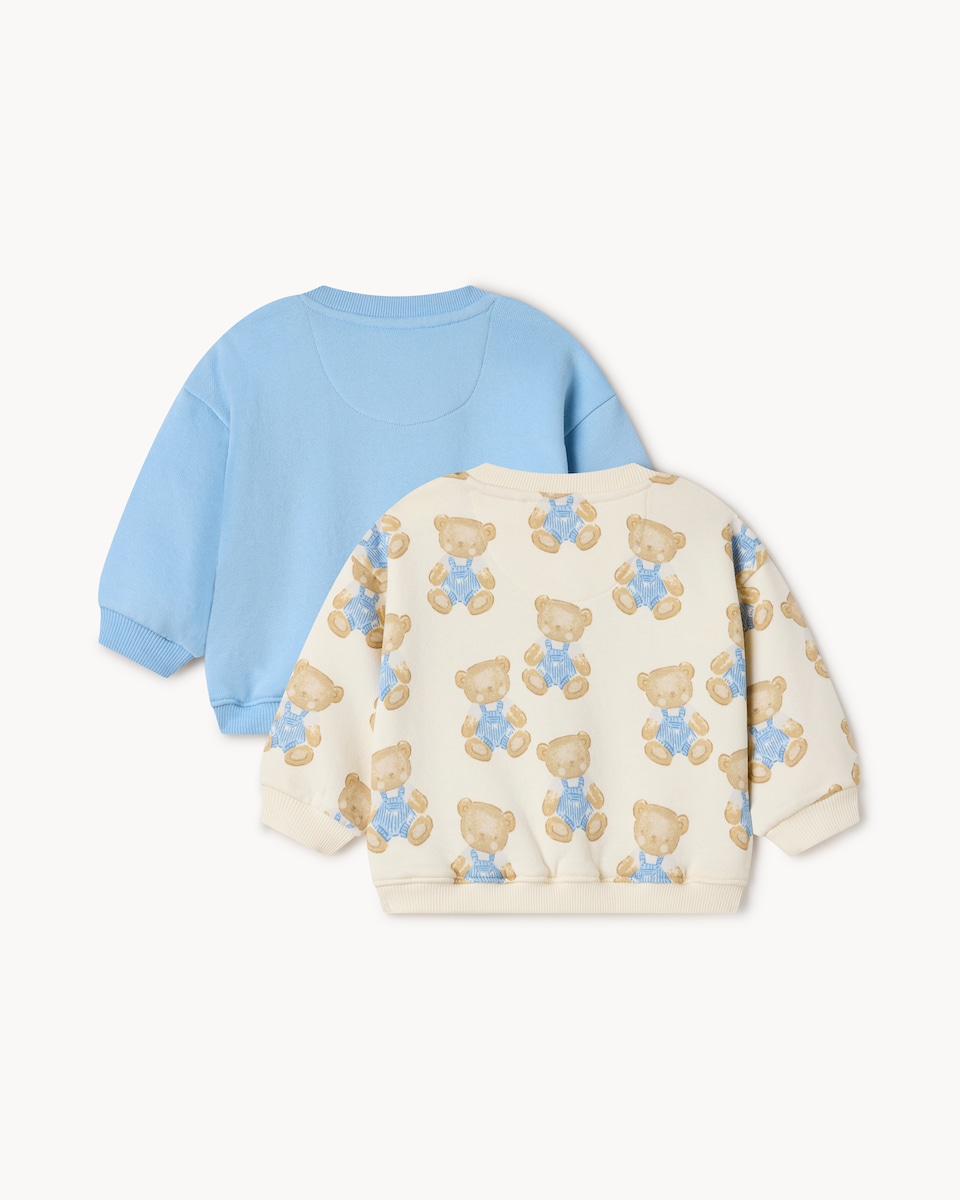 image 1 of F&F Baby 2-Pack Cotton Rich Sweatshirts in Neutral