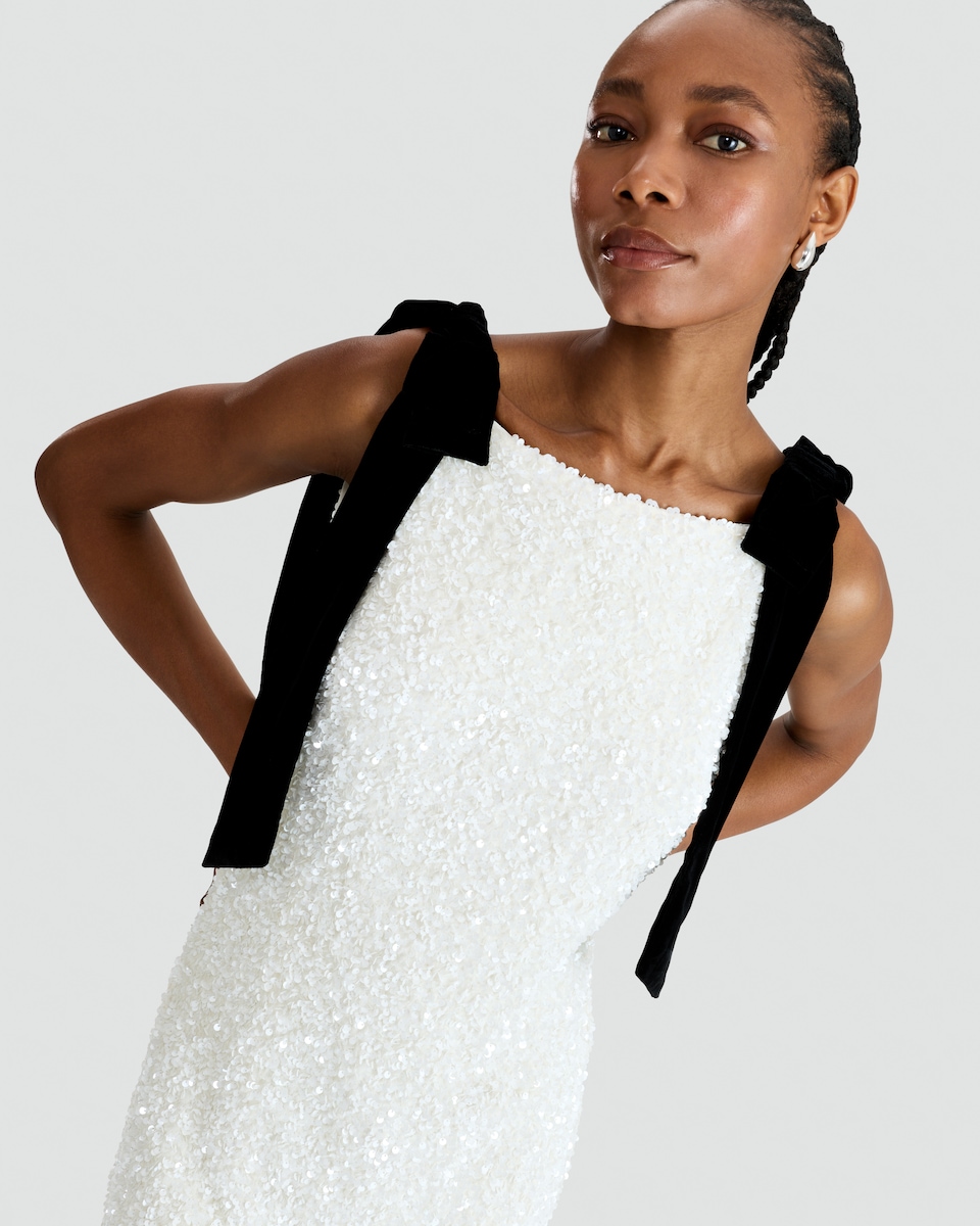 image 1 of The F&F Edit Sequin Mini Dress in Cream