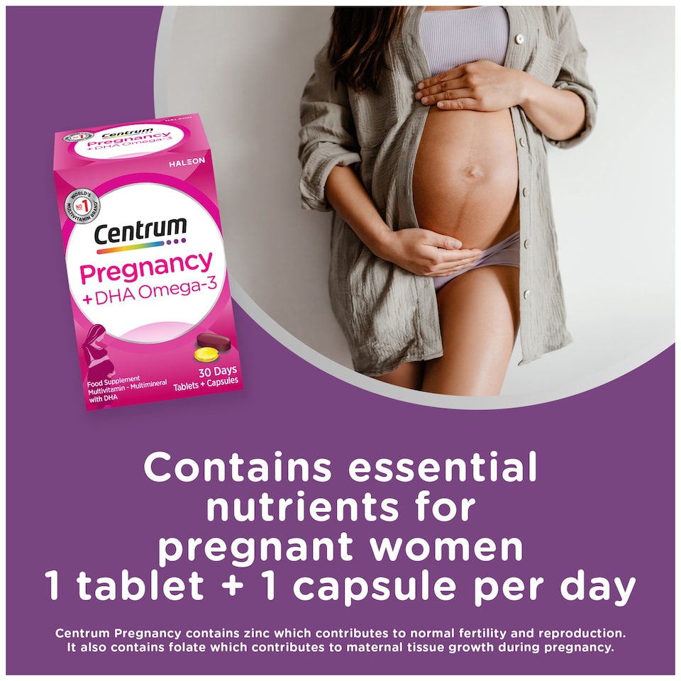 image 1 of Centrum Pregnancy Vitamins + DHA Omega-3 30 Days