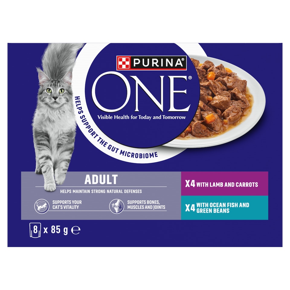 image 1 of PURINA ONE Mini Fillets Ocean Fish and Lamb Wet Cat Food 8x85g