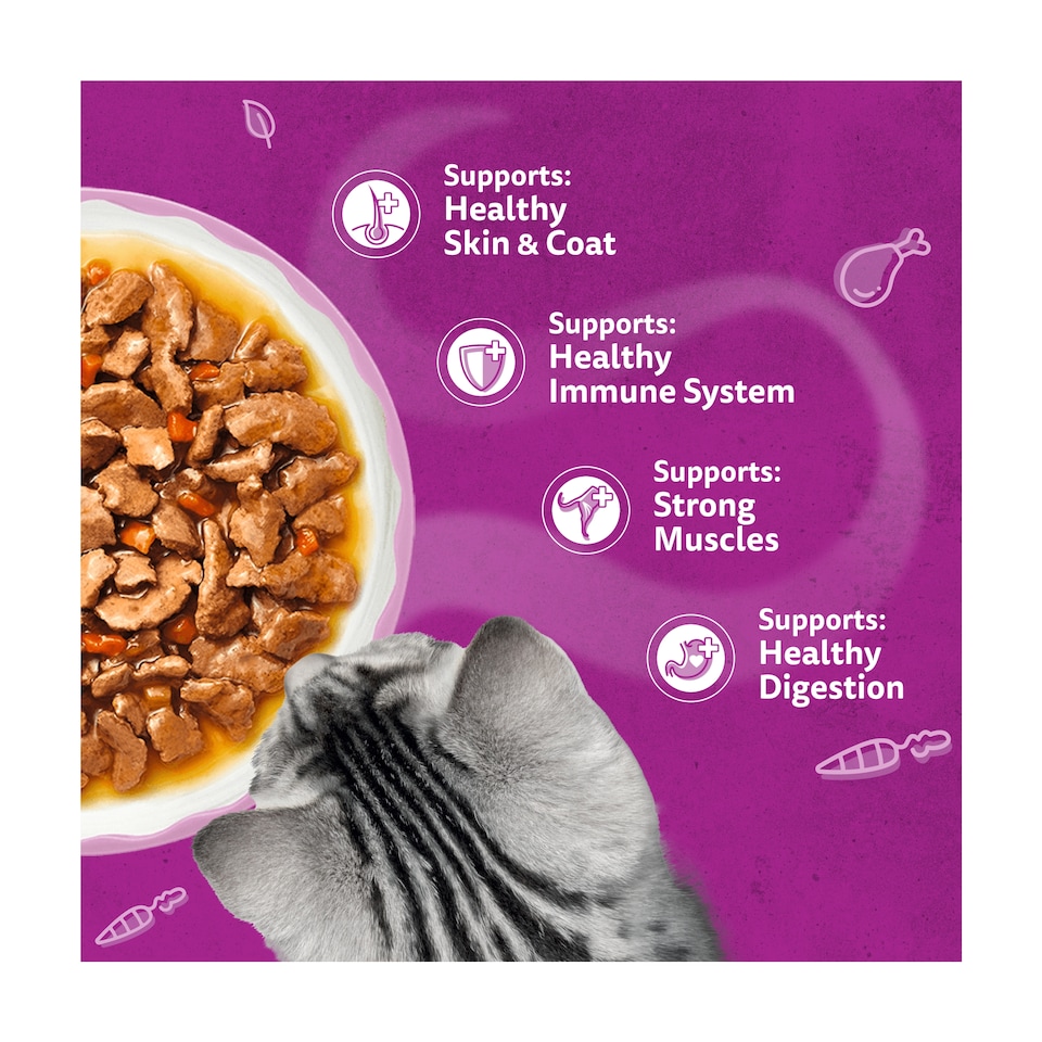 image 1 of WHISKAS 1+ Aromatic Fragrant Fusions Selection Wet Cat Food Pouches in Gravy 40x85g