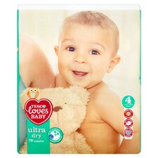 Tesco Loves Baby Ultra Dry Size 4 Nappies 78 Pack