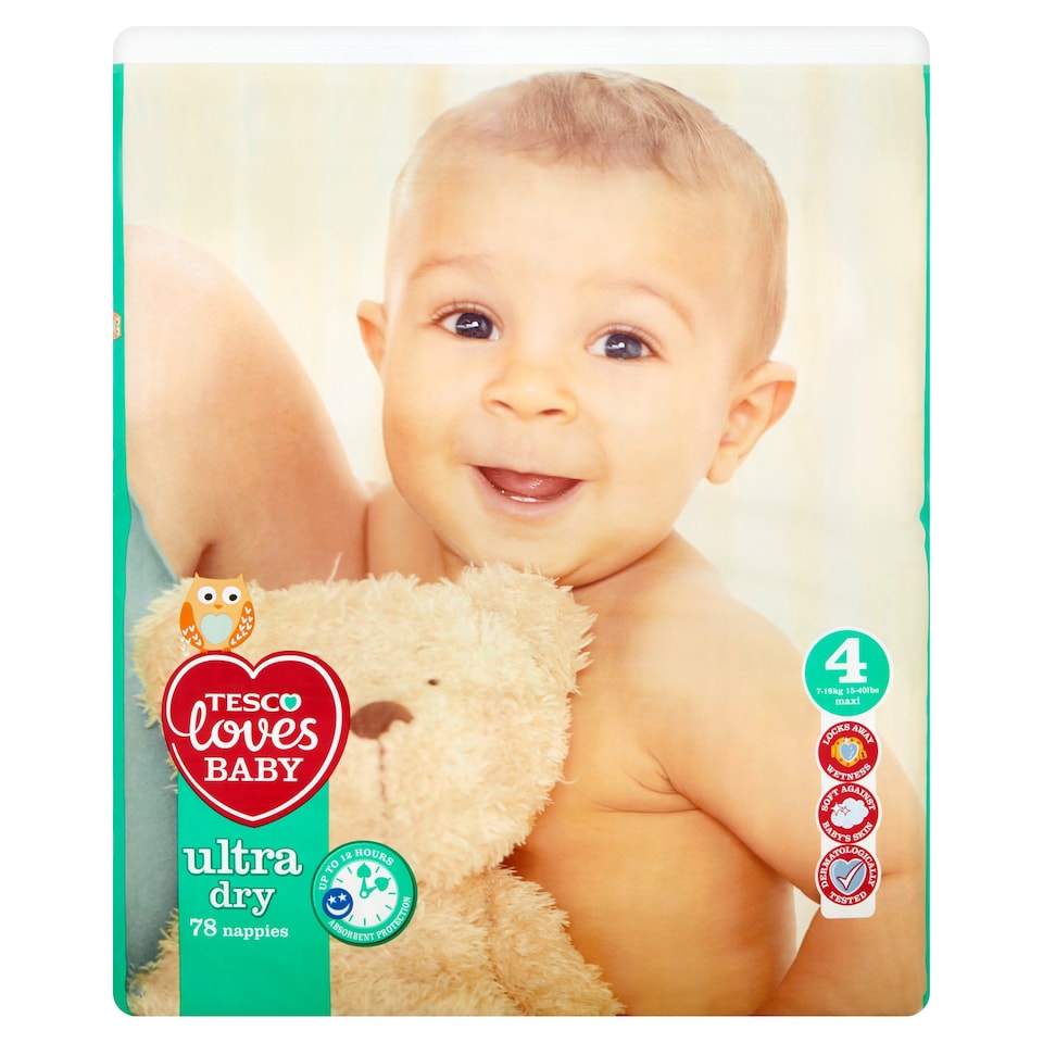 Tesco Loves Baby Ultra Dry Size 4 Nappies 78 Pack
