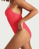 image 2 of F&F Crinkle Textured Thin Strap Swimsuit in Pink