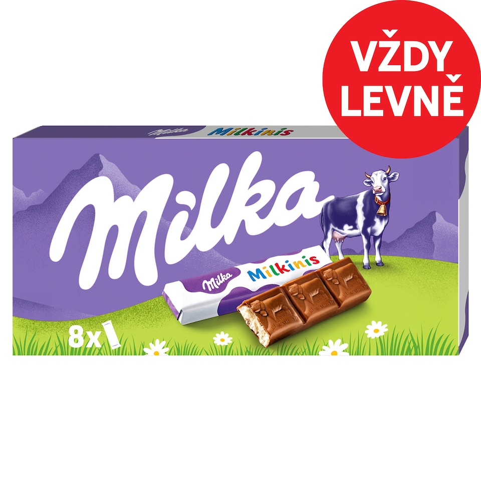 Milka Milkinis Milk Chocolate Bars with Milk Filling 8 pcs 87.5g