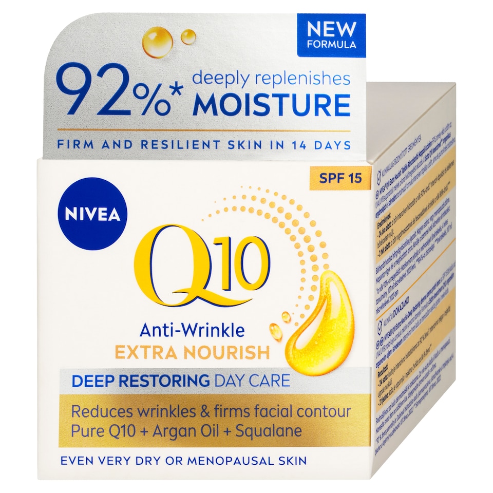 Obrázek 1 pro produkt Nivea Q10 Extra Nourish Anti-Wrinkle Výživný denní krém proti vráskám OF 15 50ml
