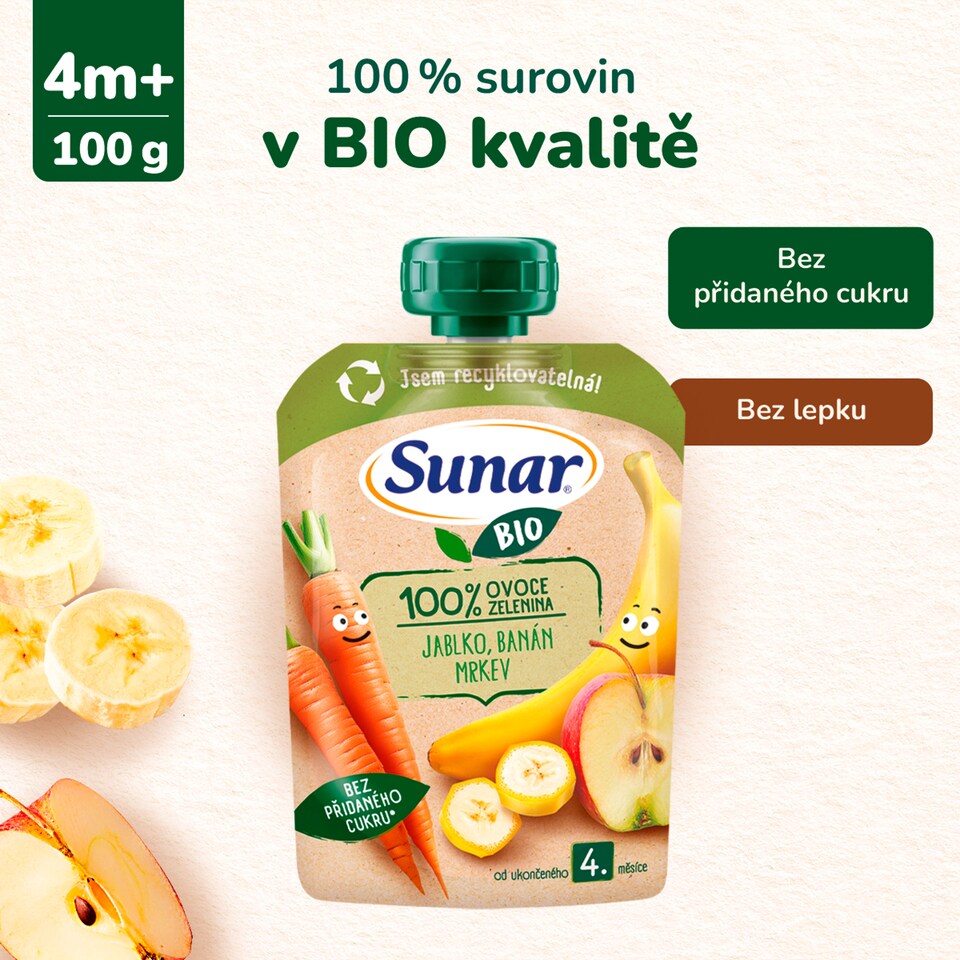 image 1 of Sunar Organic Apple, Banana, Carrot 100g
