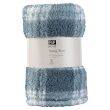  F&F Home Blue Teddy Check Throw